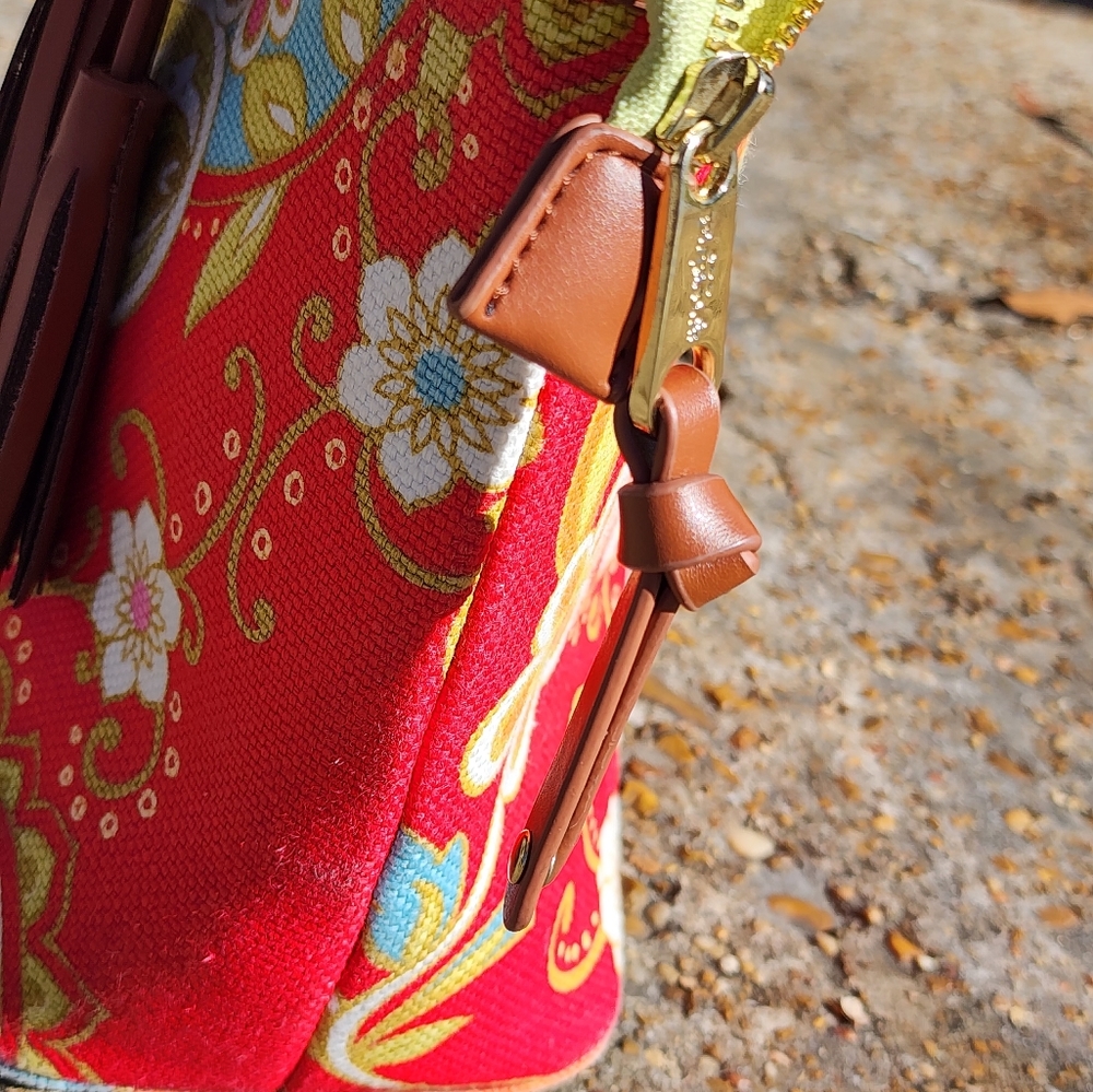Spartina 449 Daufuskie Island linen Boho Cottagecore Floral purse tote bag Tassl - Picture 9 of 13